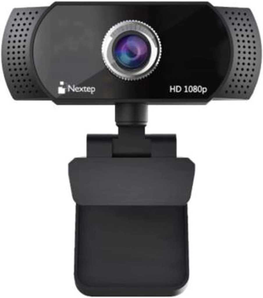 Nextep Cámara Web FHD 1080P USB Ajuste 360° Color Negro