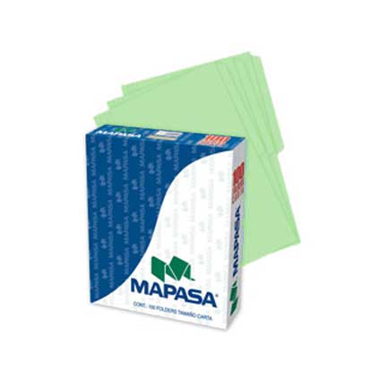 [Paq. Folder Verde] Mapasa Folder Tamaño Carta Verde C/100