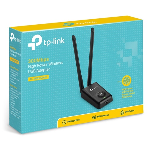 [TL-WN8200ND] Tp-Link adaptador USB Inalámbrico de Alta Potencia a 300Mbps con 2 Antenas 