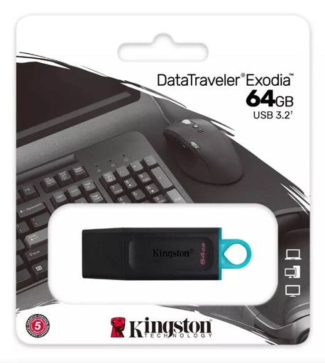 [DTX/64GB] Kingston Memoria USB Datatraveler Exodia 64Gb 3.2 Color Negro