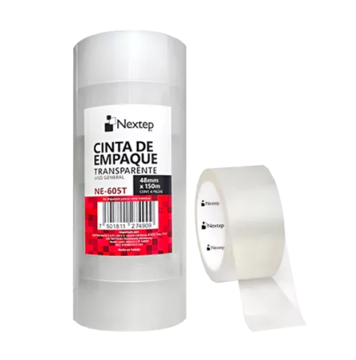 [NE-605T] Cinta Empaque Transparente Nextep Uso General 48mm x 150mts 1 Pza.